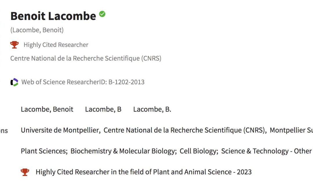 Benoit Lacombe (équipe HoNuDe) est dans la liste des chercheurs les plus cités en 2023